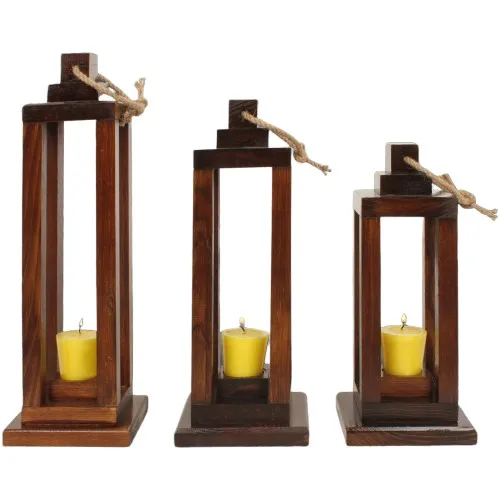 Come on Maydi Decorative Wood 3'lü Candle Holder Set