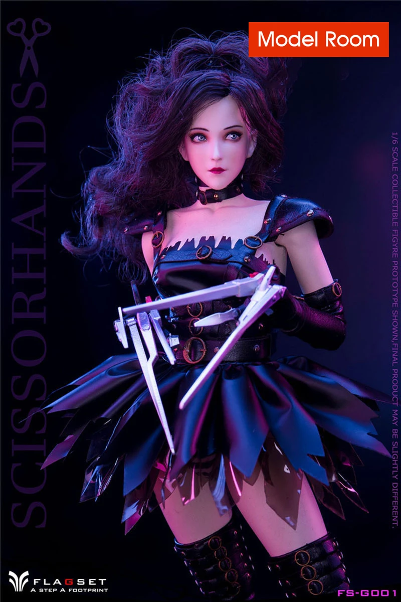 FLAGSET FS-G001 1/6 Scissorhands Girl Action Figure 12'' Female Soldier Figurine Model Full Set Toys for Collection