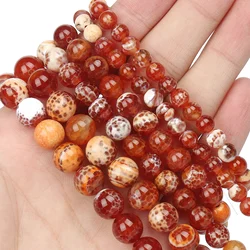 6mm 8mm 10mm Natural Smooth Red Fire Agates Stone Beads Round Loose Spacer Beads For Jewelry Making DIY Bracelets 15