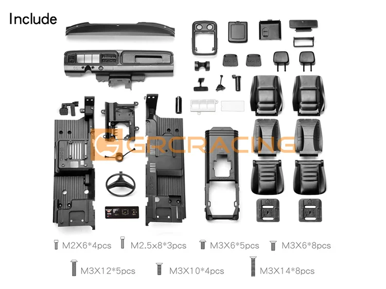 RC Car Full Interior Body Shell Cab Seat Kit for 1/10 RC Crawler Trax For TRX-4 For TRX4 Bronco G161R