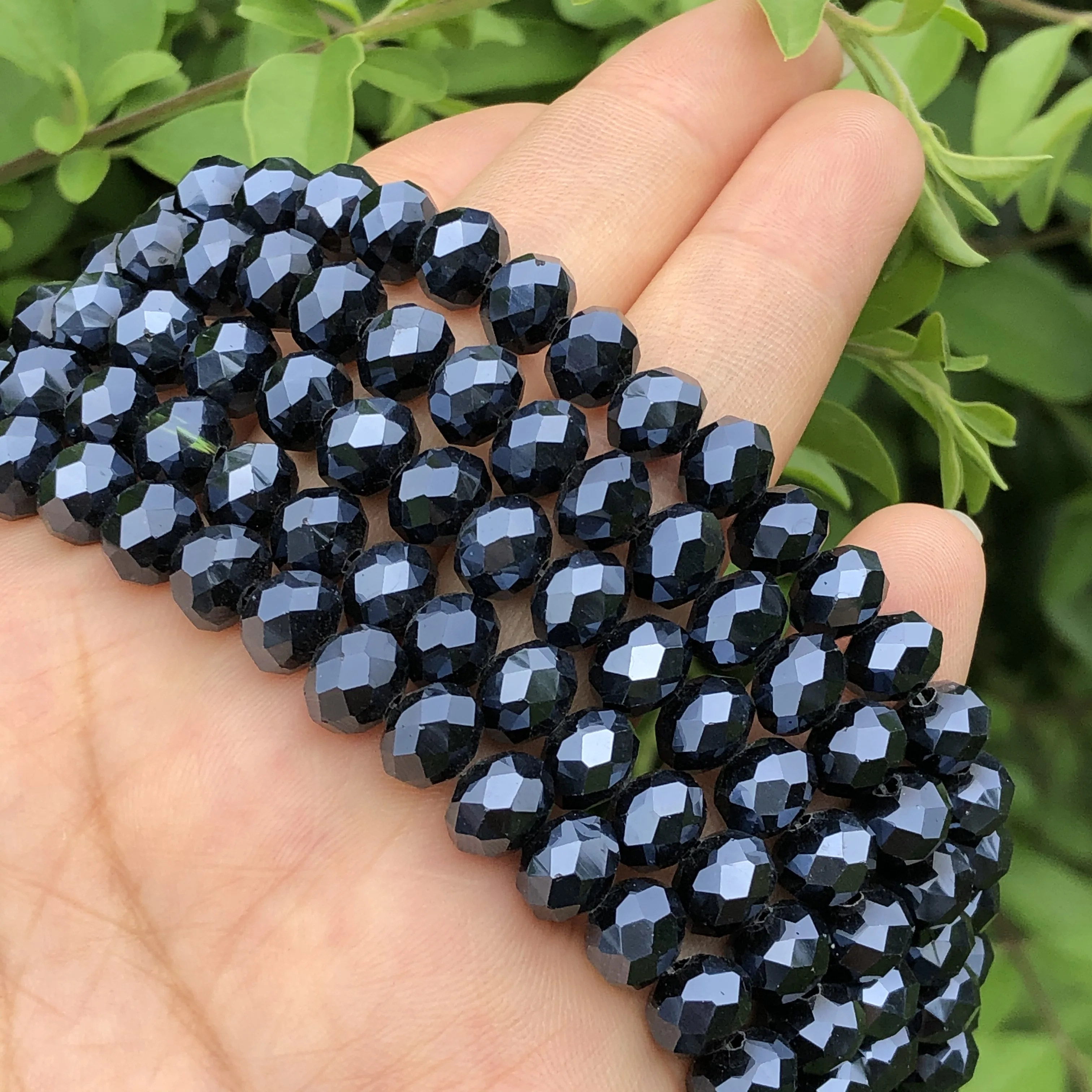 Faceted Rondelle Beads Black Hematite Crystal Glass Loose Spacer Beads For Jewelry Making Diy Earring Bracelet Accessories 15”