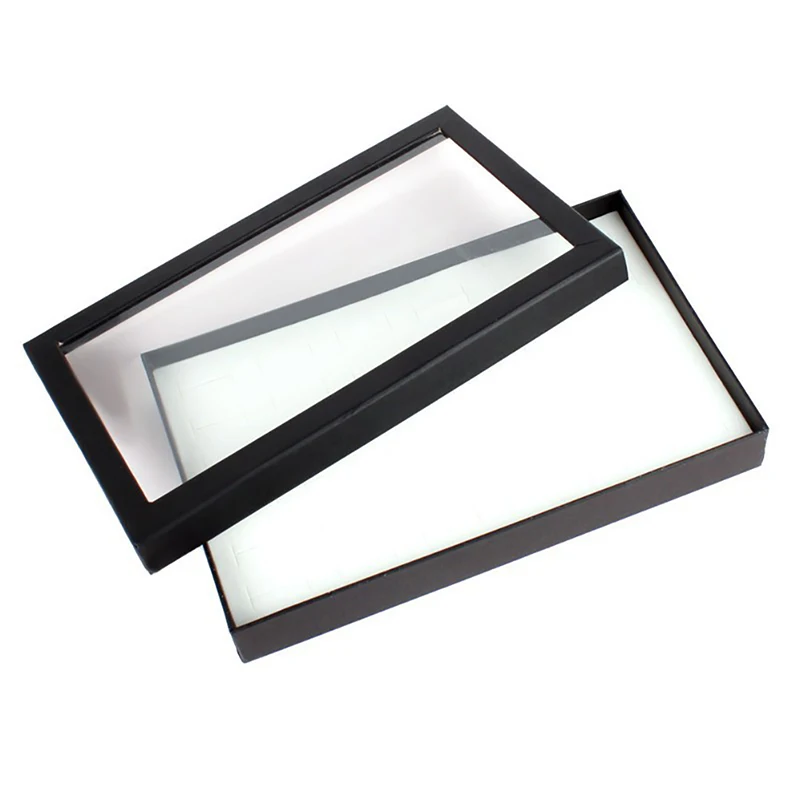 Portable Fashion Transparent 36 Slot Rings Display Stand Metal Earrings  Storage Box Storage Box Jewelry Display Cabinet