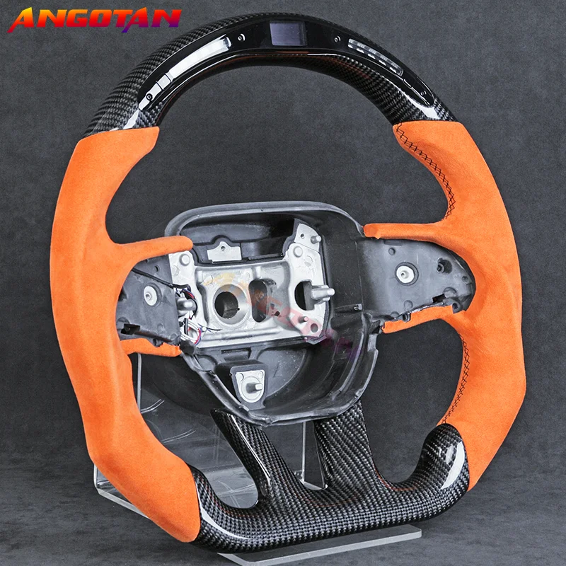 100% Carbon Fiber Italy Alcantara leather steering wheel with LED Fit For Dodge charger challenger srt hellcatMuscle car