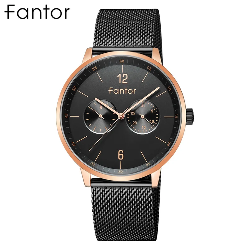 Fantor Black Gold Luxury Watch Men Fashion Business Brand Quartz Chronograph Watches Man Classic Quartz Wristwatch