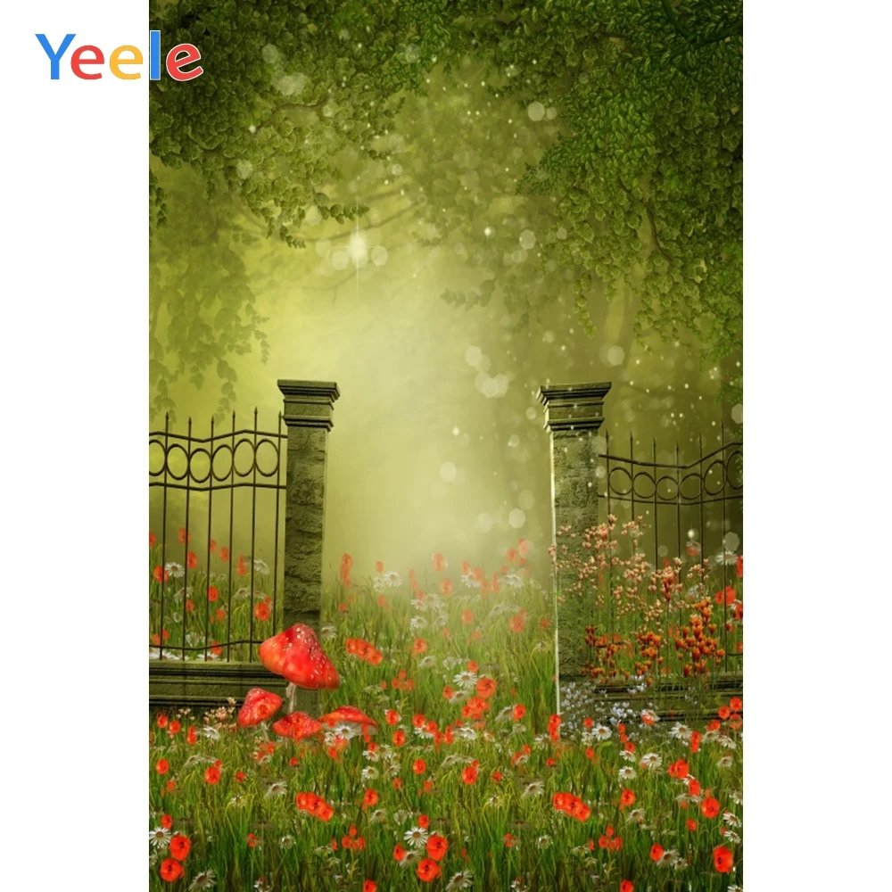 Yeele 해안 도시 돌 집 꽃 나무 사진 배경, 여름 정원 사진 배경, 사진 스튜디오에 맞춤