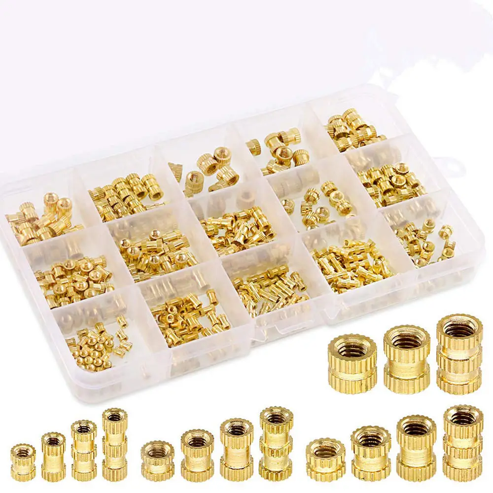 MXBN6 370Pcs M2 M3 M4 M5 Female Thread Knurled Brass Threaded Insert Embedment Nut Assortment Kit for 3D Printing