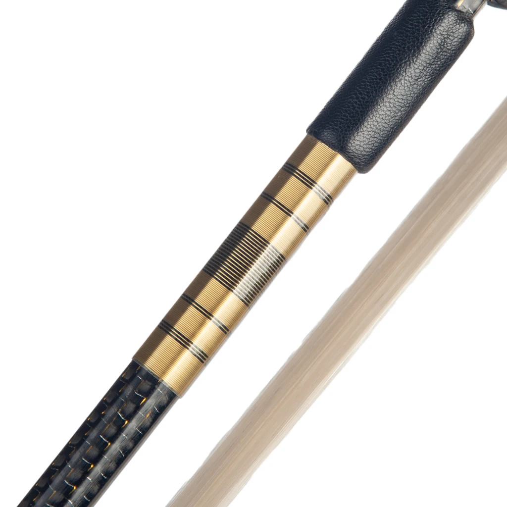 Master 4/4 Carbon Fiber Cello Bow Golden Silk Braided  Stick Round Natural Horsehair Acoustic Cello Bows