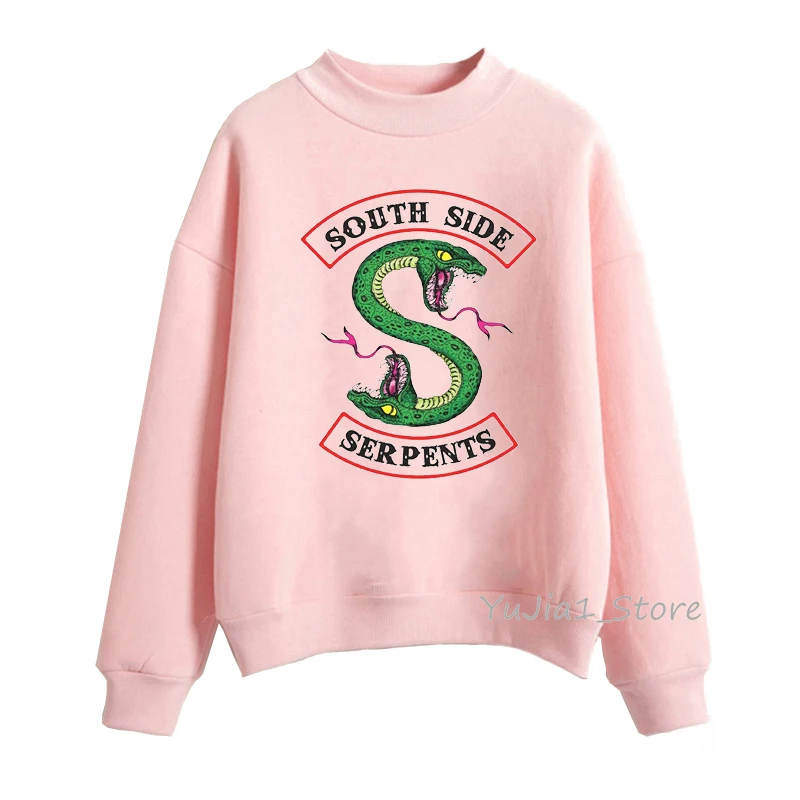 Riverdale Pocket Pink Sweatshirt Women South Side Serpents Hoodies Harajuku Hoodie Autumn Winter Spring Sweat Femme