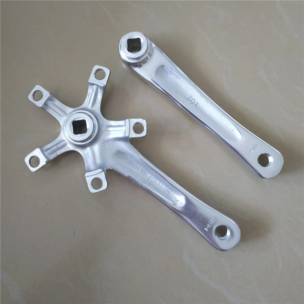 Road Bicycle Crank 5 Blots 110 BCD Aluminum Alloy Crankset Length 165MM 170MM Folding Bike Parts  MTB Crankarm Silvery