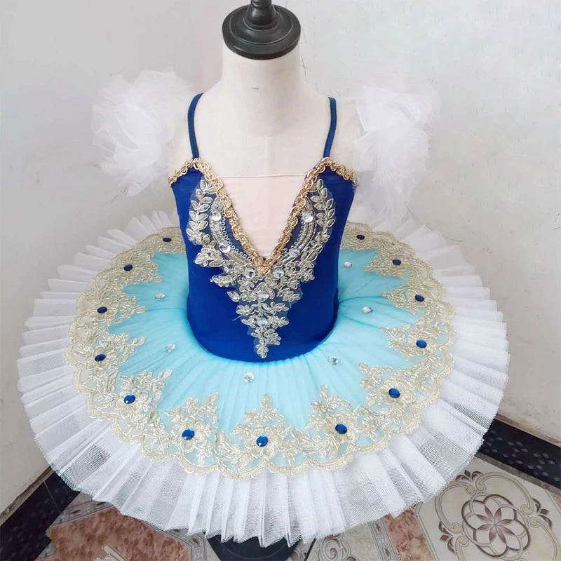 New Girls Professional Ballet Tutu Puff Sleeve Tulle Ballerina Dress Gymnastics Leotard Pancake Tutu Dance Costume For Girl