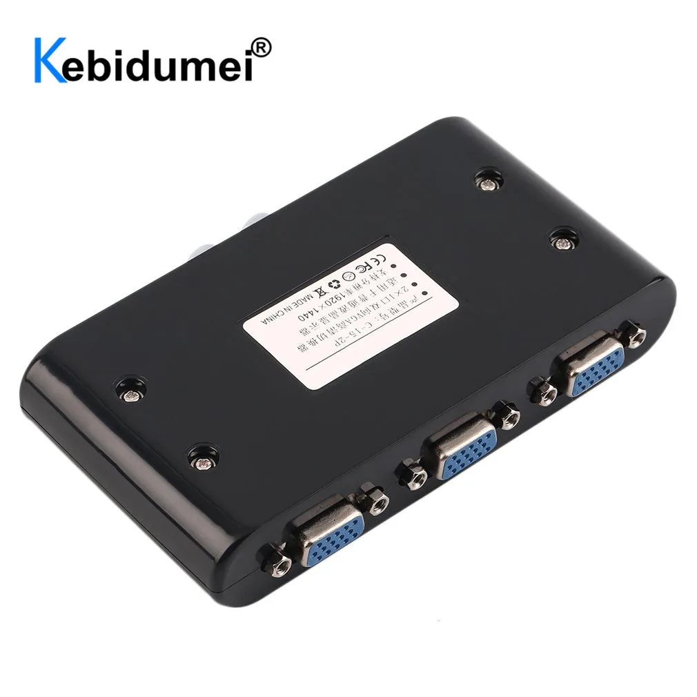 2 em 1 para fora vga caixa de seletor de vídeo vga kvm switch 2-way compartilhamento interruptor switcher caixa para projetores de monitor de computador