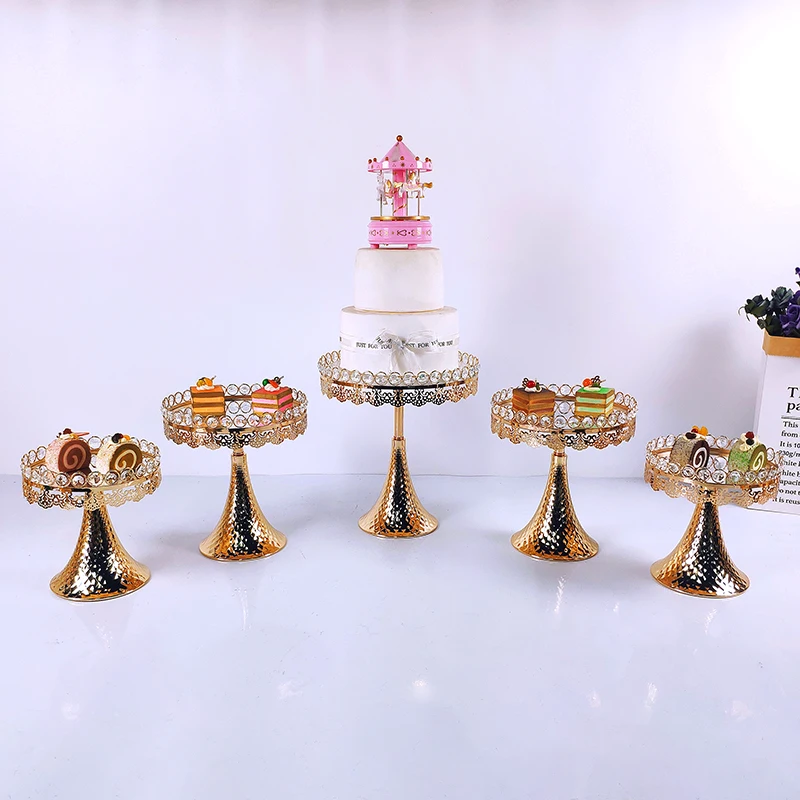 1pcs Gold Mirror Cupcake Stand Crystal Metal Creative  Large Fruit Plate Basket Home Set Cake Tool