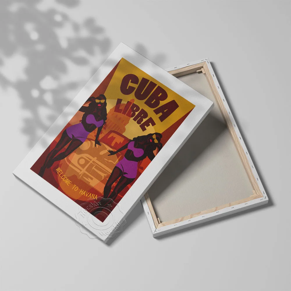 World Tavel City Cuba Libre Scenery Vintage Art Poster, Welcome To Havana Words Art Prints, World Trip Commemorate Decor Mural
