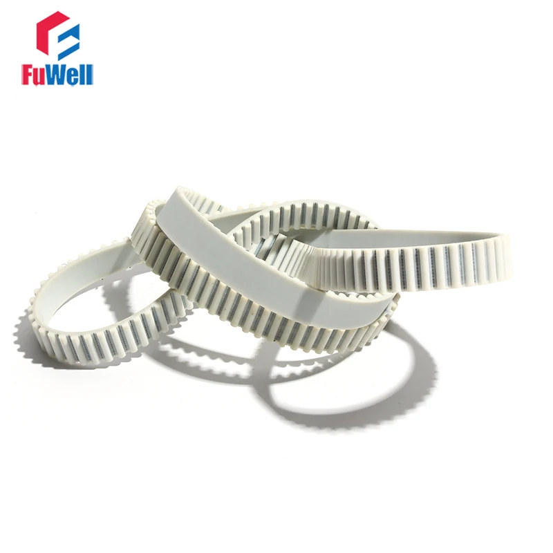 

Timing Belt HTD5M White Polyurethane Pulley Belt 15/20/25/30mm Width PU 4950/4960/4980/4990/5000mm Transmission Gear Belt