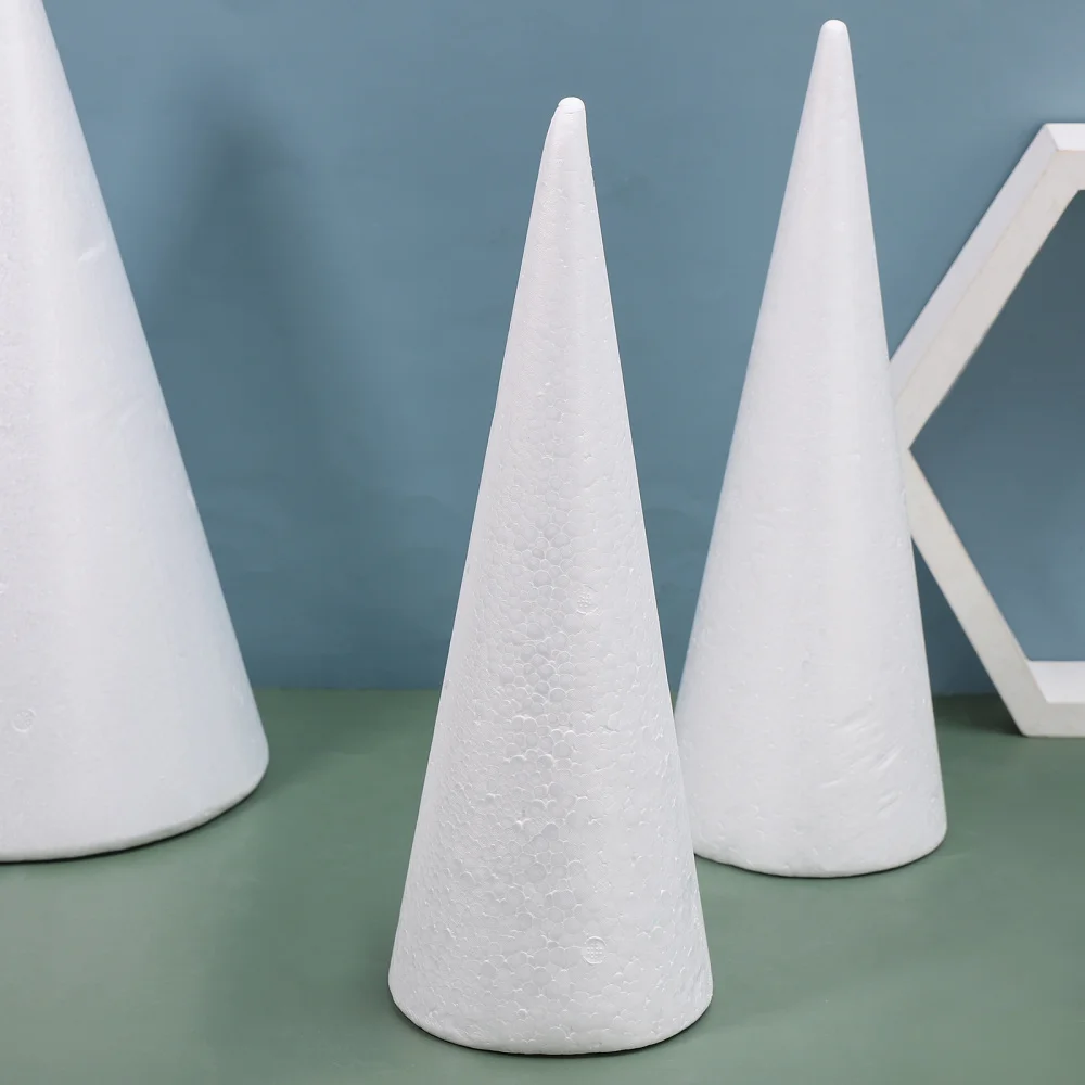 2pcs White Solid Poly Dragon Foam Cone Crafts Cone Shaped Foams Craft Projects Cone Christmas Tree Table Centerpiece Cone