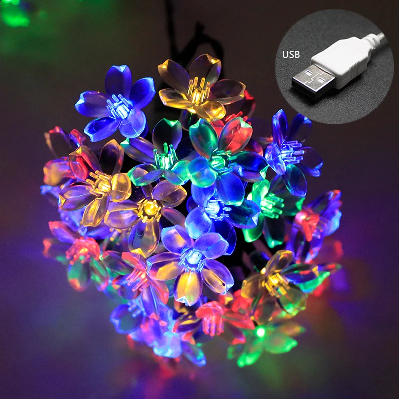 Holiday Lighting Cherry Blossom Led String Lights Christmas Decorations 2024 Fairy Lights 80LEDs Battery Operated Wedding Decor