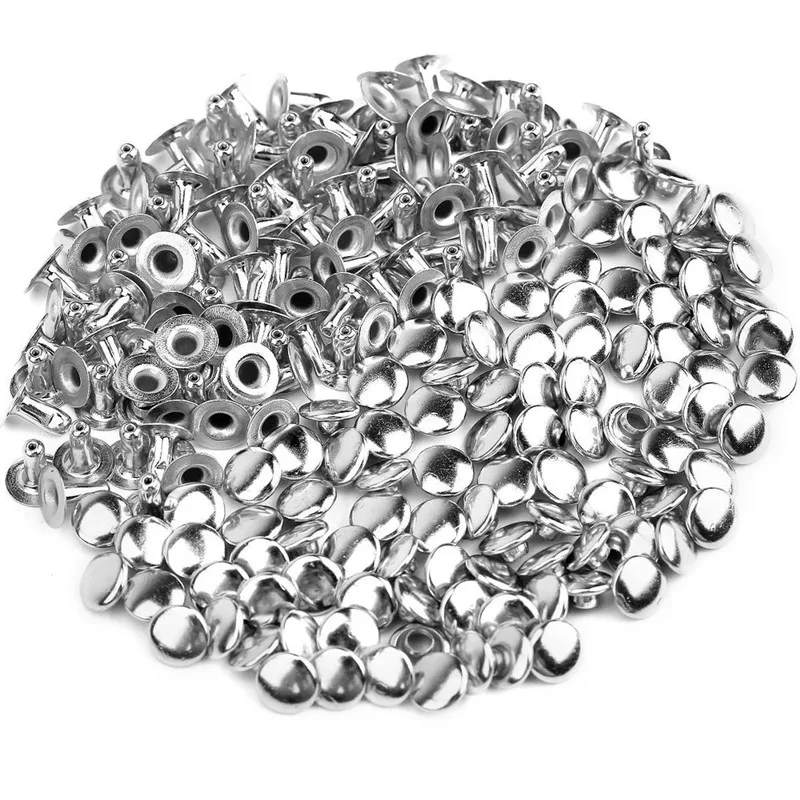 100pcs round silver metal rivets handmade DIY clothes shoes rivets crafts