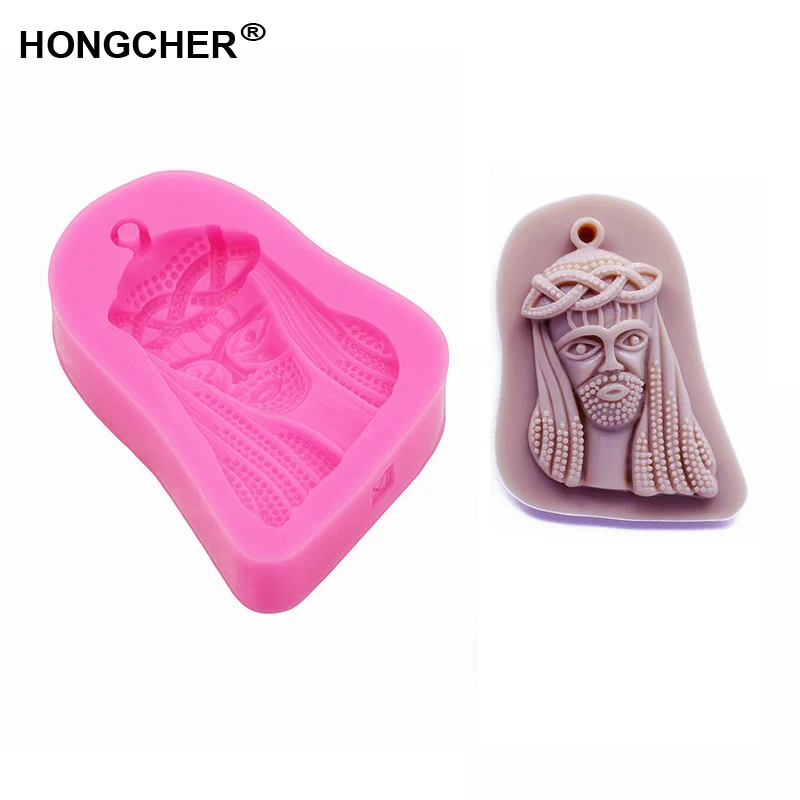 New Jesus Christ Idol Pendant Silicone Molds Cake Mold Chocolate Mould Kitchen Baking Cooking Tool Clay Flexible Silicone Moulds