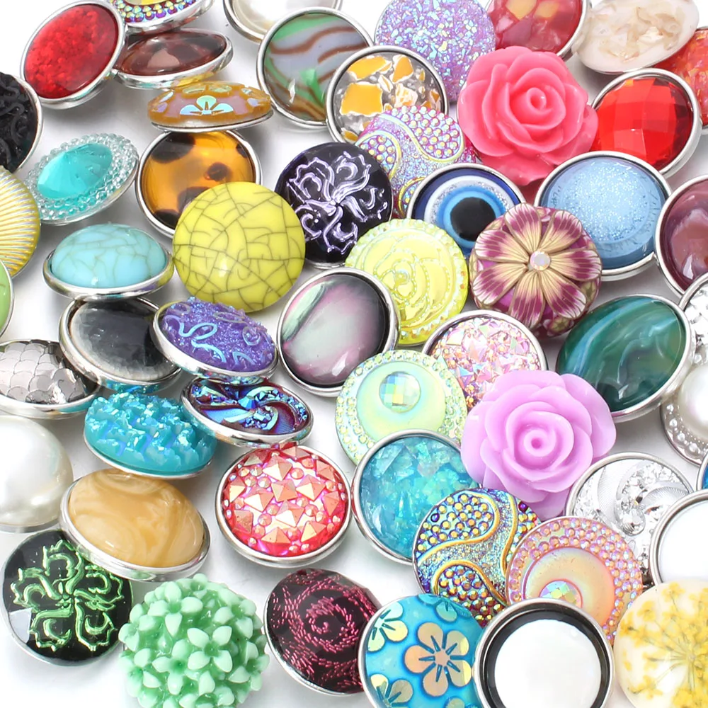10pcs/lot New Mixed Style Snap Button Jewelry Ginger Resin 18mm Snap Buttons fit Snap Bracelet Bangles Button Jewelry ZD047