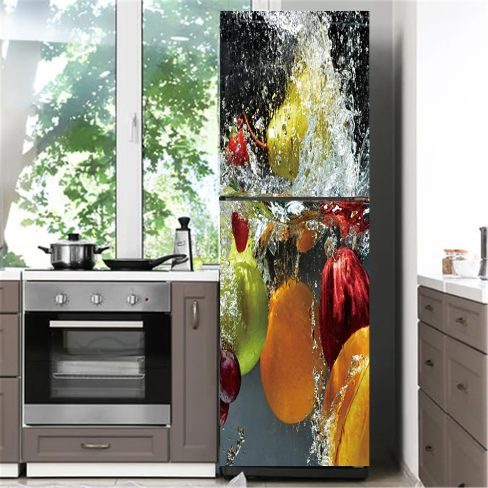 Modern Design Fridge Door Cover Wall Sticker Self-adhesive flower Refrigerator Stickers Wallpaper home decor adesivos de paredes