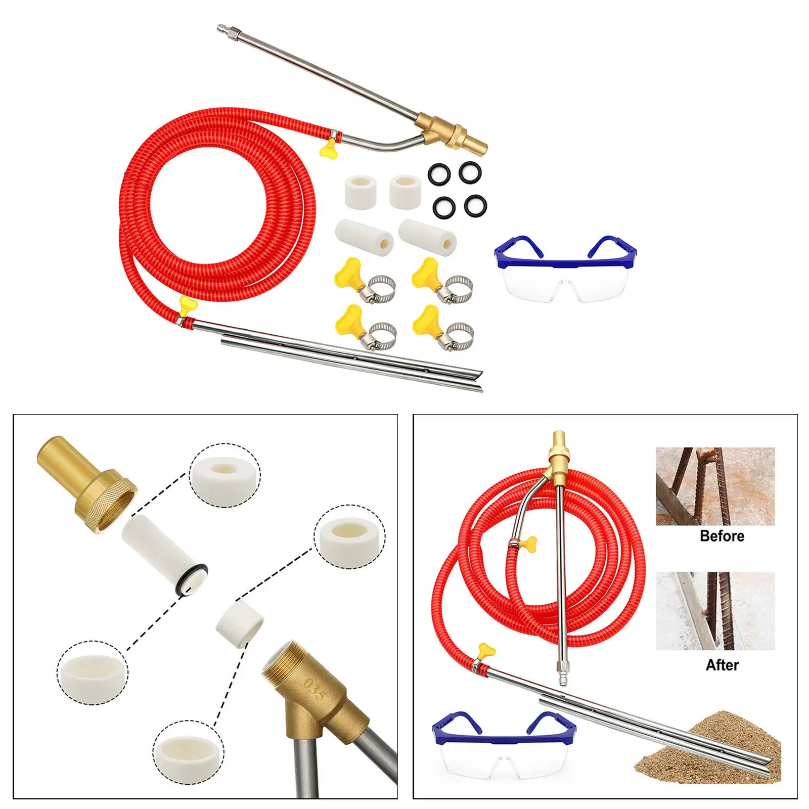 Universal Pressure Washer Sandblasting Kit Wet Sandblaster Attachment 5000 PSI for Abrasive Cleaning