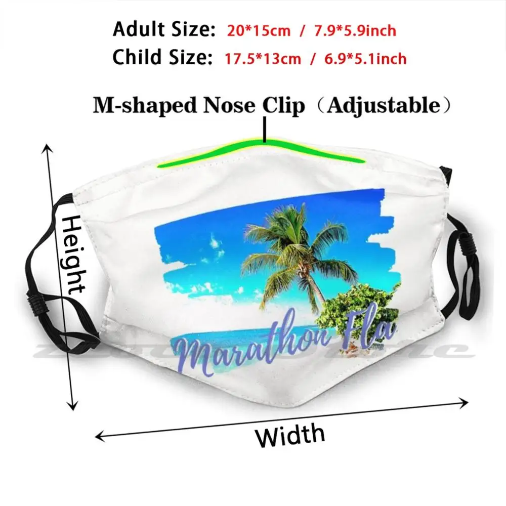 Masker Pantai Marathon Florida Filter Dapat Dicuci DIY Pm2.5 Mouth Trending Fantasy Fest Dry Tortugas Key West Inter Coast