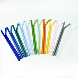 Reusable Drinking Straw Set High Borosilicate Glass Straw Eco Friendly for Smoothies Cocktails Bar Accessories Straw with Brush