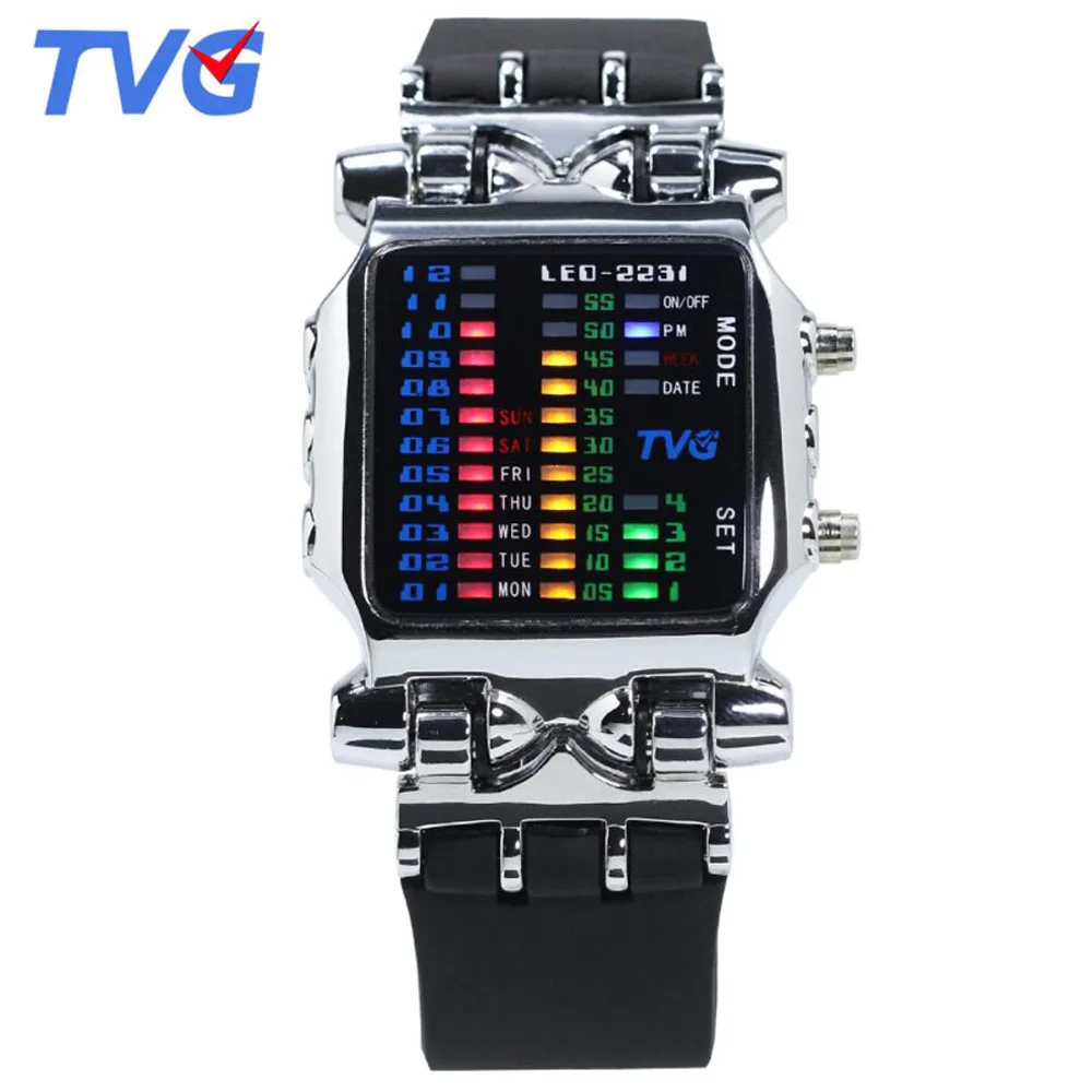 TVG Men Sports Watches Men Led Digital Watches Silicone Strap Electronic Watches Men Clock Relogio Masculino horloge mannen