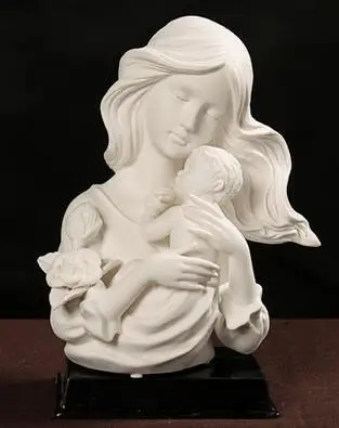 

European Fashion in White Porcelain Mother's Day Gifts Handicraft Home Decoration Mother and Child Feelings Design Figure Statue