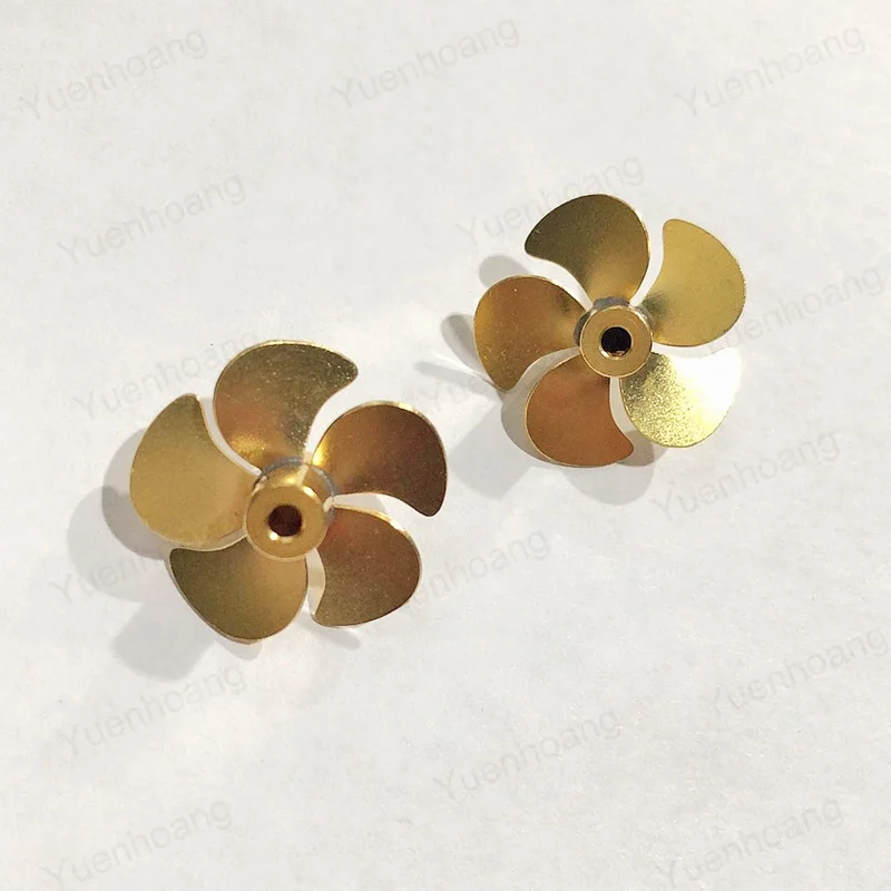 1Pair Brass 5-blade Propeller Dia. 20mm Shaft/Motor Hole 2mm Paddle Positive Negative Screws Props for RC DIY Model Boat Modify