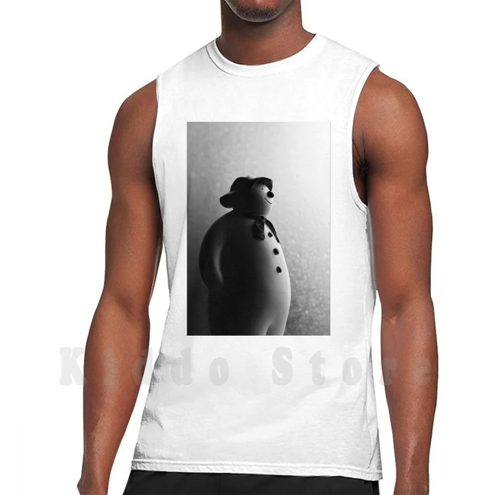 Black & White Christmas Photograph The Snowman Raymond Briggs Tank Tops Vest 100% Cotton Black White Snowman Snow