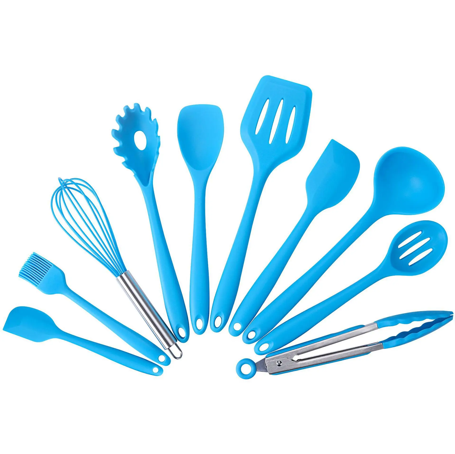 10pcs Silicone Non-stick Cooking Utensils Set Tool 4 colors Kitchenware Cookware Kitchen brush frying Shovel egg break box