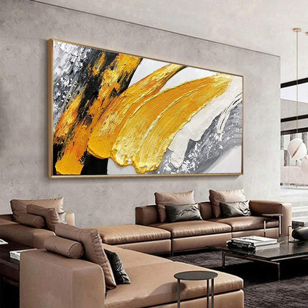 

3D Abstract Oil Painting HandmadeThick Oil On Canvas Golden Oil Painting Modern Wall Art Picture For Home Decoration Unframed