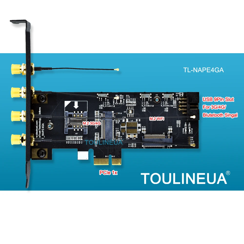 TL-NAPE4GA 3G/4G and WiFi Card Adpater NGFF M2 M.2 Key B and key A to PCIe PCI-E 1x 1X Adpater  PCI-E For desktop