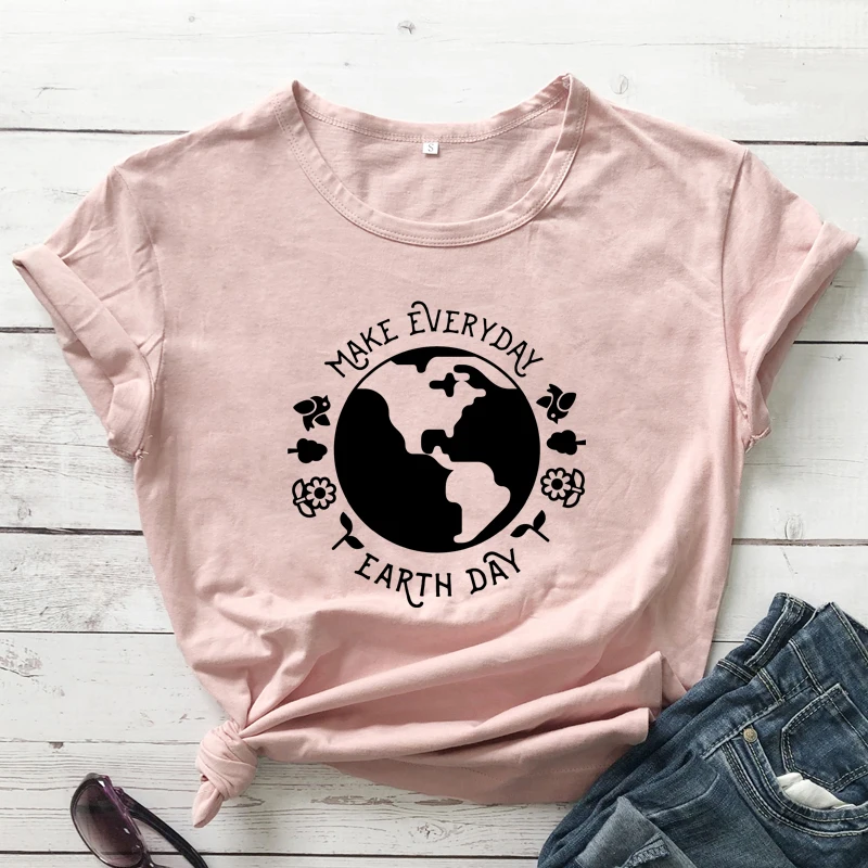 

Make Everyday Earth Day T-shirt Aesthetic Save Our Planet Environment Tshirt Cute Women Graphic Mother Earth Top Tee Shirt