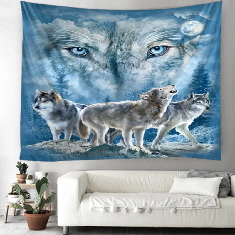 Wolf’s creative tapestry wall hanging decoration tiger lion pattern wall hangings home textile wall Bohemian decoration tapiz