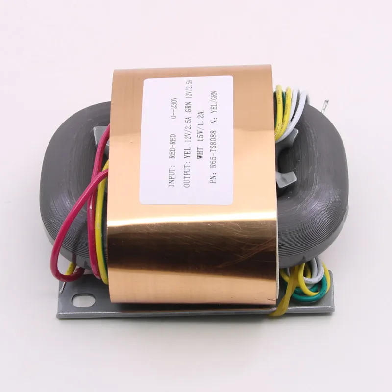 Катушка из чистой меди, 80 Вт, двойной 12 В, одиночный силовой трансформатор 15 В, 80 ВА, аудио R-сердечник, трансформатор