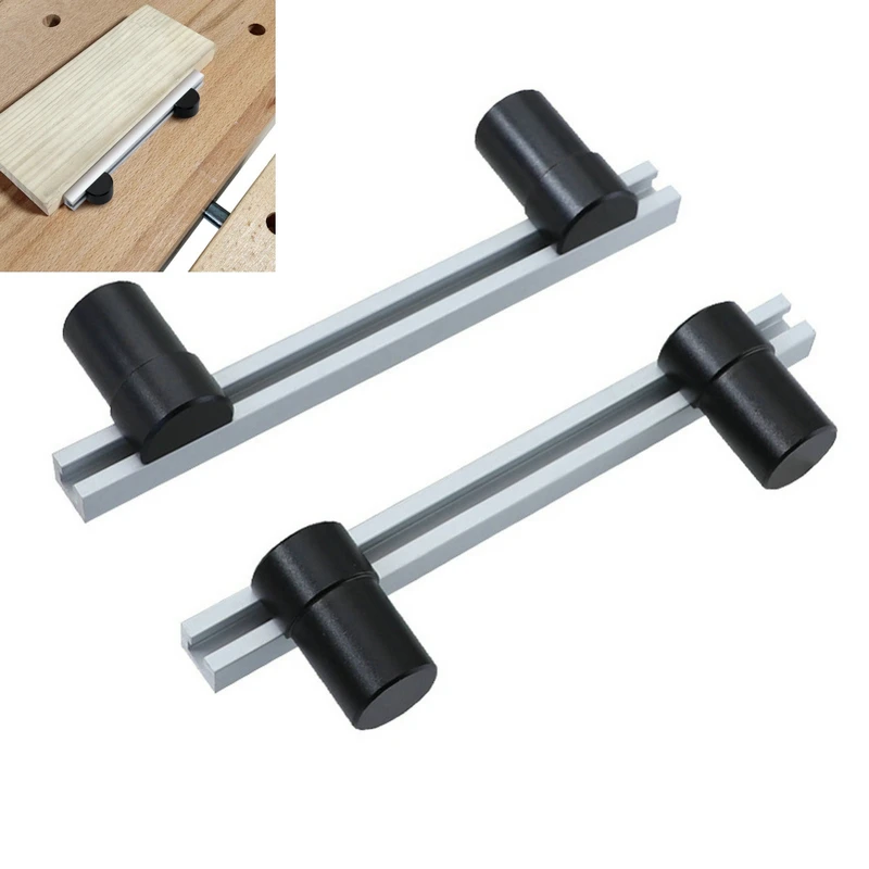 

Woodworking Bench Dog Hole Baffle 19/20MM Aluminum Alloy Positioning Planing Stop Adjustable Limit Tenon Block For Work Table