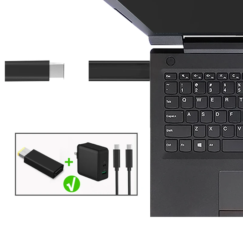 USB C 3.1 نوع C أنثى إلى مستطيل ذكر PD المحاكي الزناد بزاوية تيار مستمر التوصيل محول الطاقة مربع محول لينوفو ثينك باد