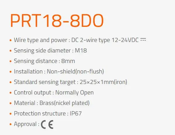 PRT18-8DO Inductive proximity switch