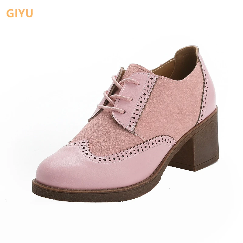 

CICIYANG Women's Autumn Shoes Genuine Leather 2024 New British Style Single Shoes Casual Lace-up Shoes Student girl High Heels