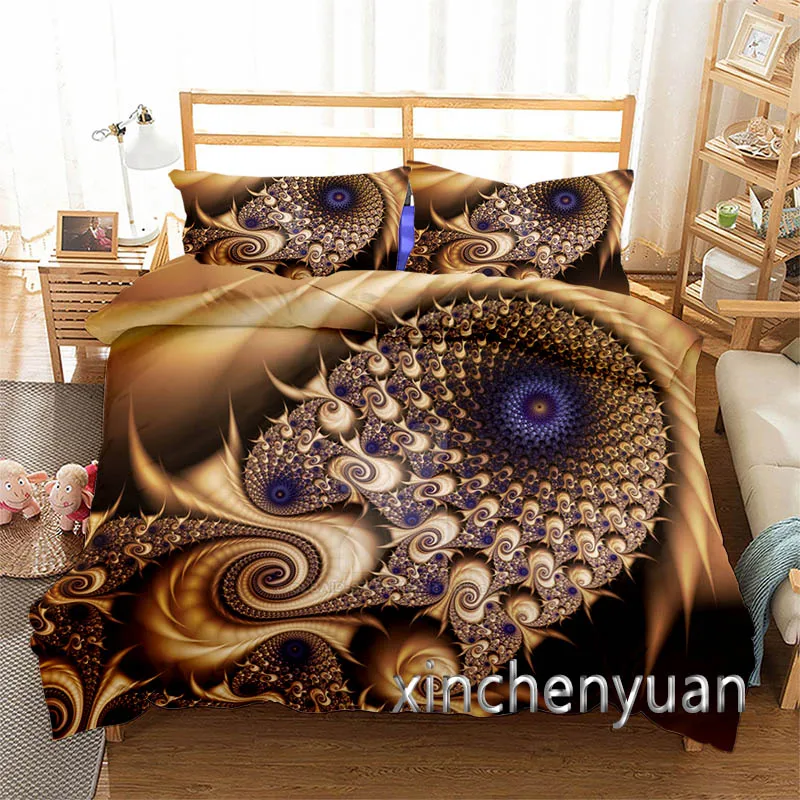 New Creative Fractal Art 3D Printed Cover Set Twin Full Queen King Size Bedding Set Bed Linens Bedclothes for Young K117