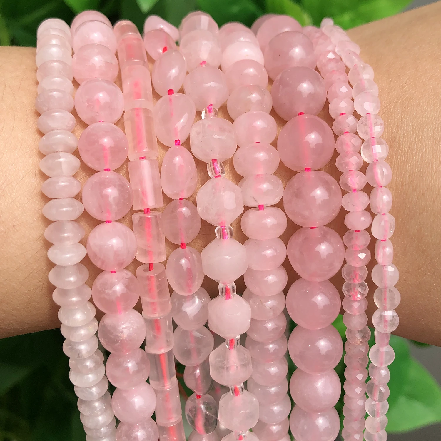 Natural Rose Quartz Beads Matte Pink Crystal Heart Faceted Round Loose Stone Beads for Jewelry Making DIY  Handmade Bracelet