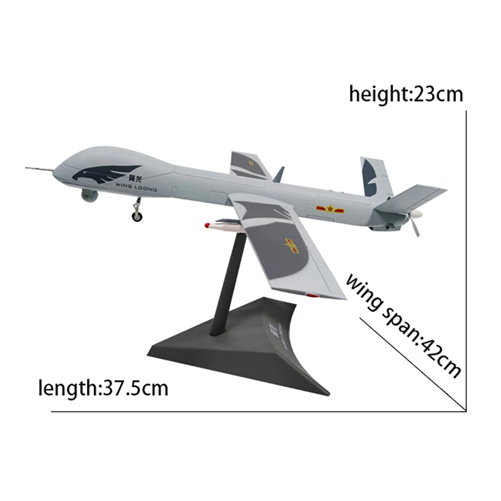 1/26 Wing Loong UAV Model Chinese Air Force Fighter Unmanned Reconnaissance Attack Air Vehicle for Collection Decoration