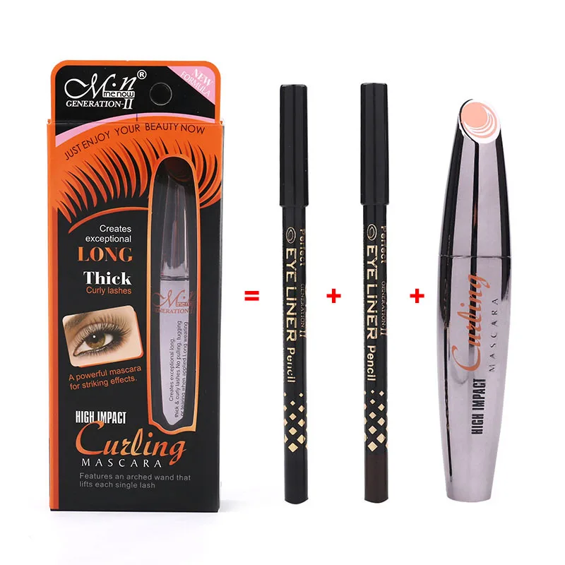 3PCS/Set Professional Makeup Kit Waterproof 3D Mascara Black & Brown Eye Liner Thick Lengthening Eye Lashes Cosmetics TSLM1