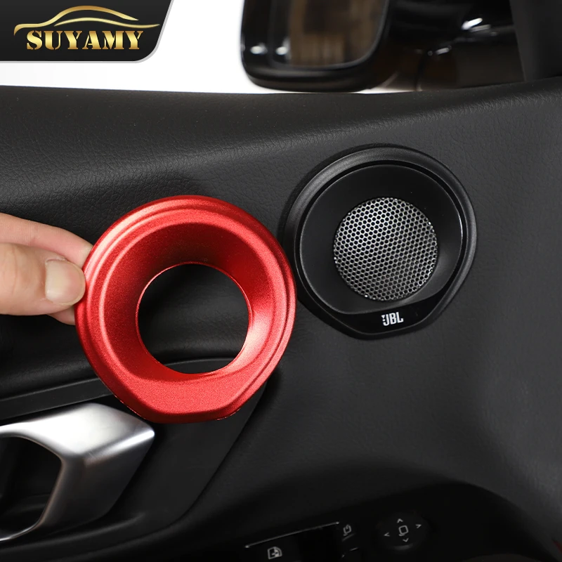 2Pcs Aluminum Alloy Car Styling Door Stereo Speaker Tweeter Covers Stickers Trim For Toyota Supra A90 2019-2022 Auto Accessories