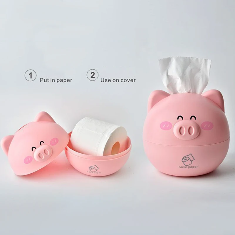 1pc Tissue Organiser Round Cartoon Animal Desktop Tissue Dispense