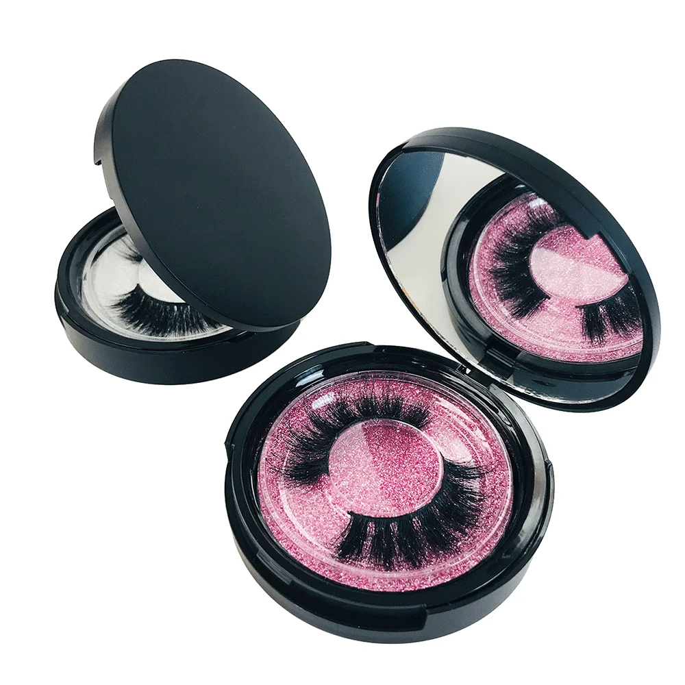 Wholesale Lash Boxes Packaging Bulk With Logo Round Lashes Box Case With Logo Lash Packaging Boxes with Mirror