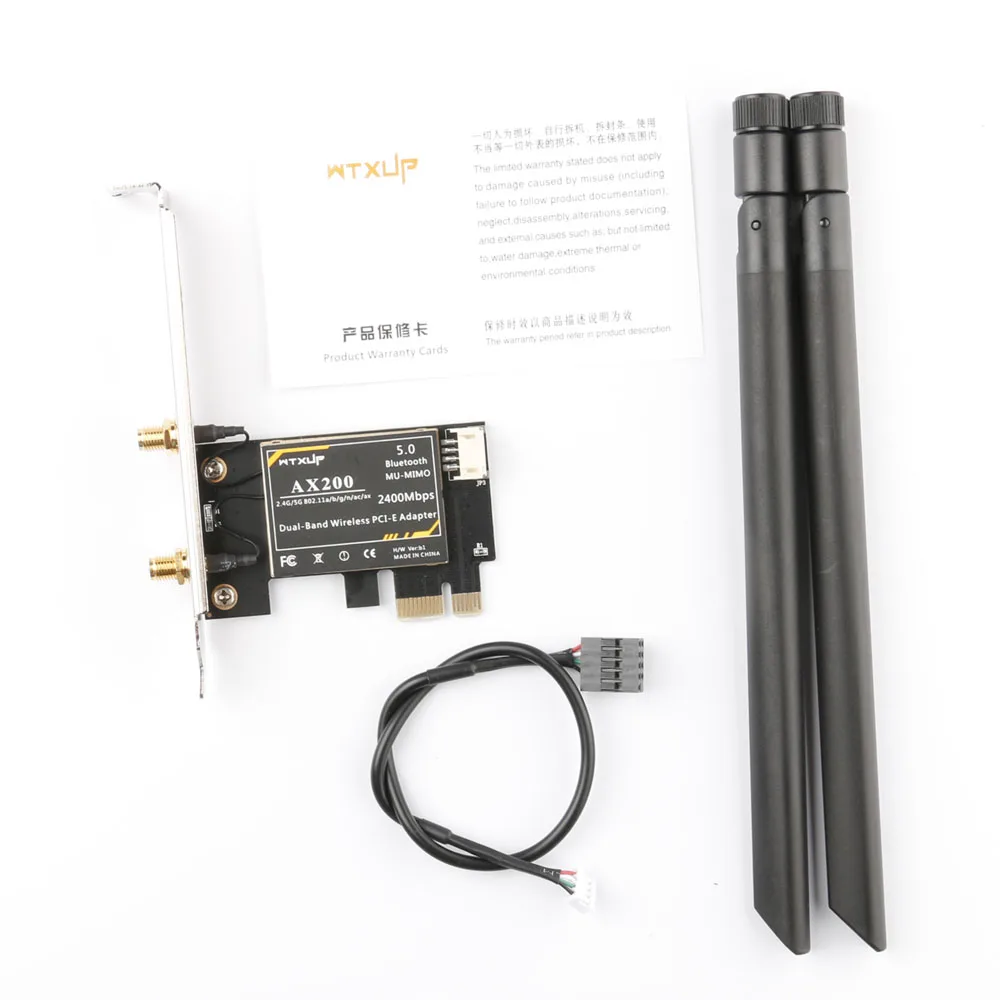 2974Mbps Wifi6 듀얼 밴드 데스크탑 PCIe 인텔 AX200 카드 802.11ax 2.4G/5Ghz 블루투스 5.0 PCI Express 무선 WiFi 어댑터, pc용