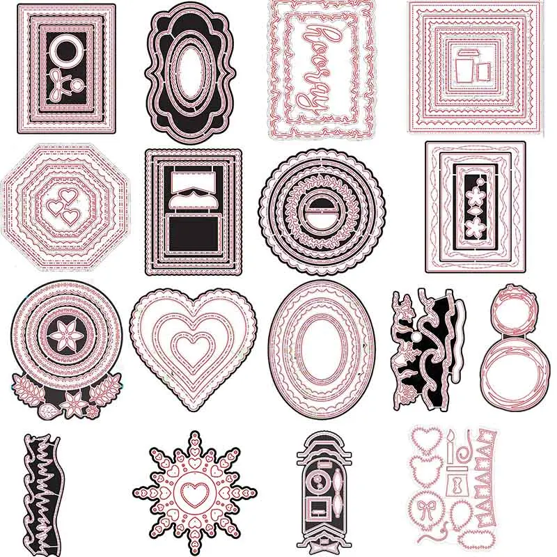 

Rectangle Frames Heart Love Shape Frame Metal Cutting Dies For Scrapbooking Craft Die Cut Card Making Embossing Stencil